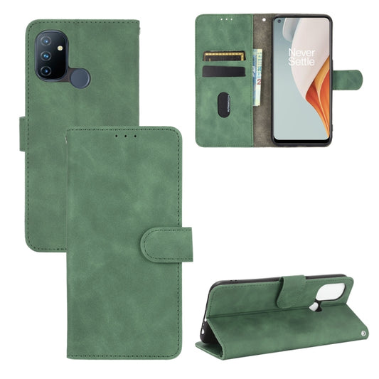 For OnePlus Nord N100 Solid Color Skin Feel Magnetic Buckle Horizontal Flip Calf Texture PU Leather Case with Holder & Card Slots & Wallet(Green) - OnePlus Cases by buy2fix | Online Shopping UK | buy2fix