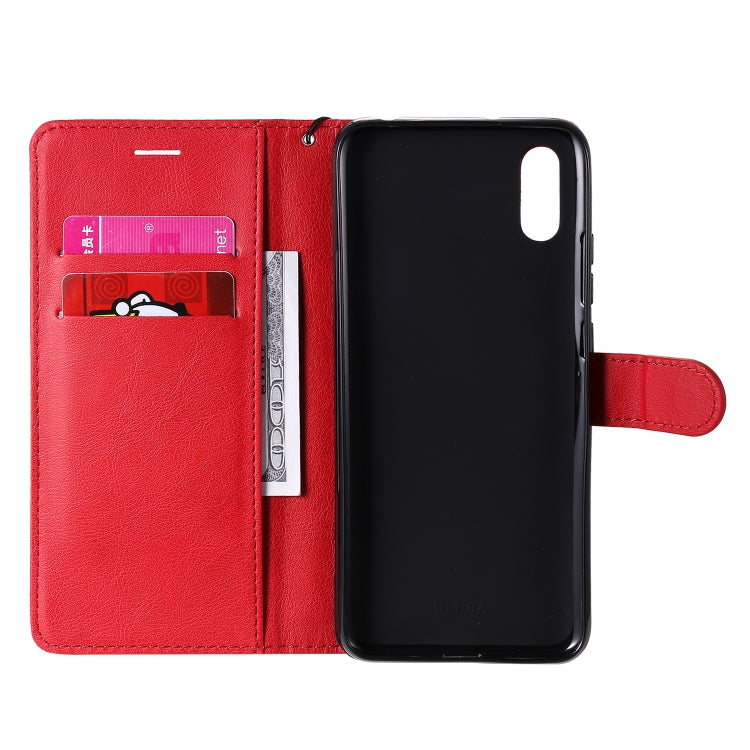 For Xiaomi Redmi 9A Solid Color Horizontal Flip Protective Leather Case with Holder & Card Slots & Wallet & Photo Frame & Lanyard(Red) - Xiaomi Cases by buy2fix | Online Shopping UK | buy2fix