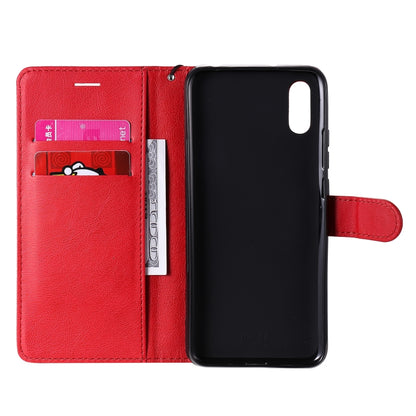 For Xiaomi Redmi 9A Solid Color Horizontal Flip Protective Leather Case with Holder & Card Slots & Wallet & Photo Frame & Lanyard(Red) - Xiaomi Cases by buy2fix | Online Shopping UK | buy2fix