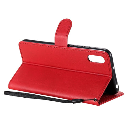 For Xiaomi Redmi 9A Solid Color Horizontal Flip Protective Leather Case with Holder & Card Slots & Wallet & Photo Frame & Lanyard(Red) - Xiaomi Cases by buy2fix | Online Shopping UK | buy2fix