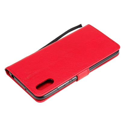 For Xiaomi Redmi 9A Solid Color Horizontal Flip Protective Leather Case with Holder & Card Slots & Wallet & Photo Frame & Lanyard(Red) - Xiaomi Cases by buy2fix | Online Shopping UK | buy2fix