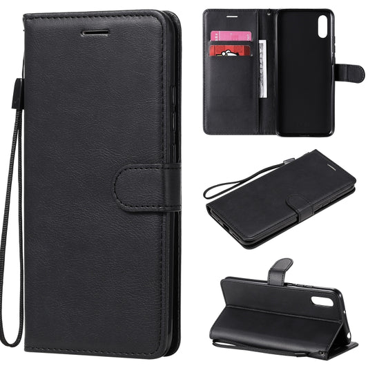 For Xiaomi Redmi 9A Solid Color Horizontal Flip Protective Leather Case with Holder & Card Slots & Wallet & Photo Frame & Lanyard(Black) - Xiaomi Cases by buy2fix | Online Shopping UK | buy2fix