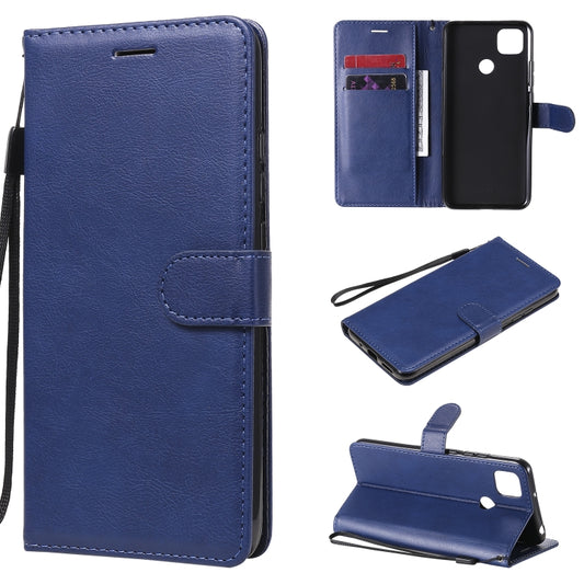 For Xiaomi Redmi 9C Solid Color Horizontal Flip Protective Leather Case with Holder & Card Slots & Wallet & Photo Frame & Lanyard(Blue) - Xiaomi Cases by buy2fix | Online Shopping UK | buy2fix