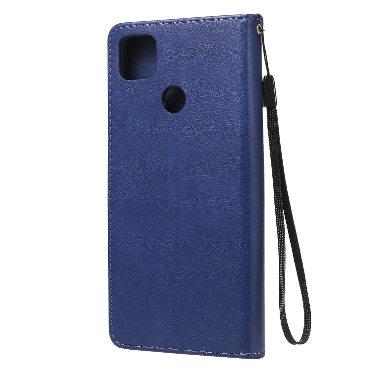 For Xiaomi Redmi 9C Solid Color Horizontal Flip Protective Leather Case with Holder & Card Slots & Wallet & Photo Frame & Lanyard(Blue) - Xiaomi Cases by buy2fix | Online Shopping UK | buy2fix