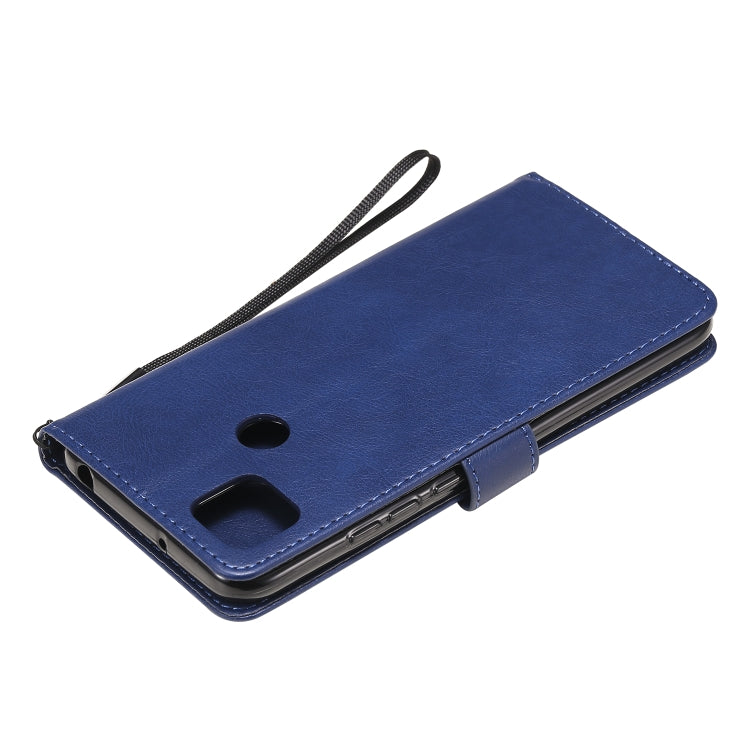 For Xiaomi Redmi 9C Solid Color Horizontal Flip Protective Leather Case with Holder & Card Slots & Wallet & Photo Frame & Lanyard(Blue) - Xiaomi Cases by buy2fix | Online Shopping UK | buy2fix