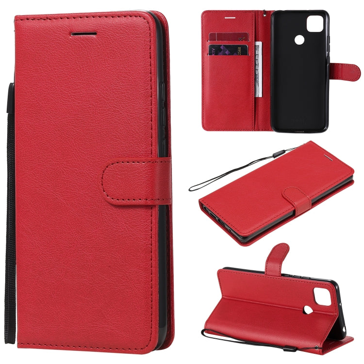 For Xiaomi Redmi 9C Solid Color Horizontal Flip Protective Leather Case with Holder & Card Slots & Wallet & Photo Frame & Lanyard(Red) - Xiaomi Cases by buy2fix | Online Shopping UK | buy2fix