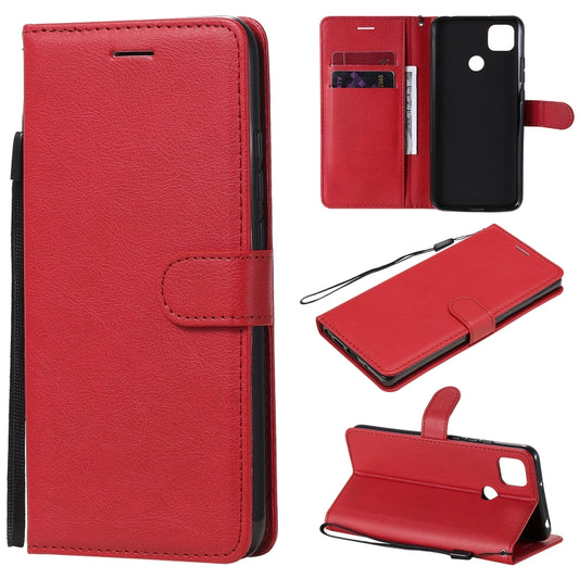 For Xiaomi Redmi 9C Solid Color Horizontal Flip Protective Leather Case with Holder & Card Slots & Wallet & Photo Frame & Lanyard(Red) - Xiaomi Cases by buy2fix | Online Shopping UK | buy2fix