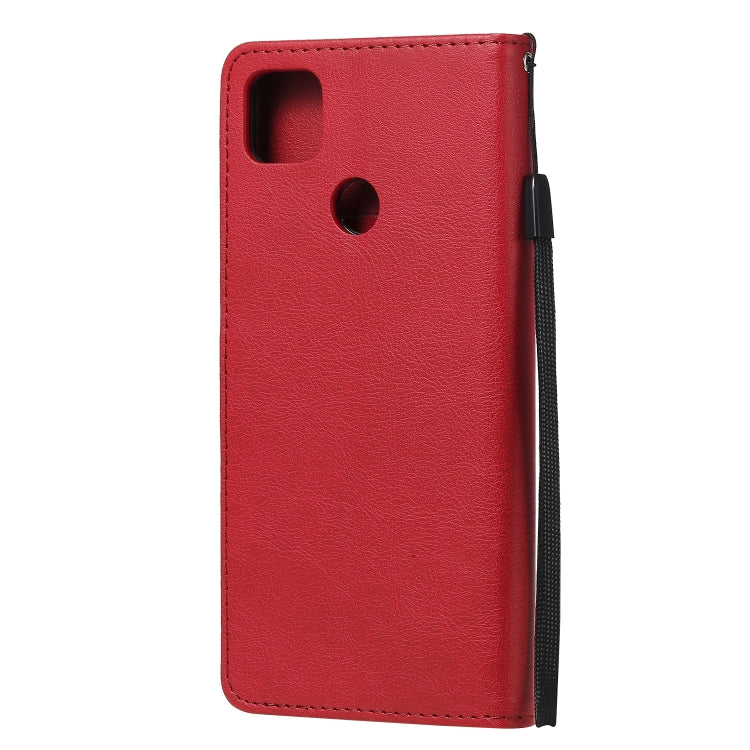 For Xiaomi Redmi 9C Solid Color Horizontal Flip Protective Leather Case with Holder & Card Slots & Wallet & Photo Frame & Lanyard(Red) - Xiaomi Cases by buy2fix | Online Shopping UK | buy2fix