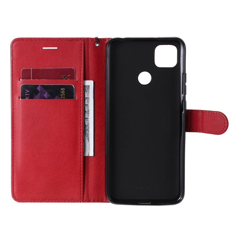 For Xiaomi Redmi 9C Solid Color Horizontal Flip Protective Leather Case with Holder & Card Slots & Wallet & Photo Frame & Lanyard(Red) - Xiaomi Cases by buy2fix | Online Shopping UK | buy2fix