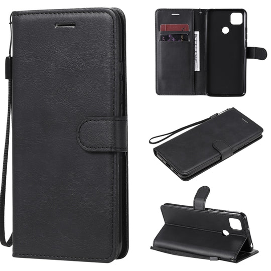For Xiaomi Redmi 9C Solid Color Horizontal Flip Protective Leather Case with Holder & Card Slots & Wallet & Photo Frame & Lanyard(Black)