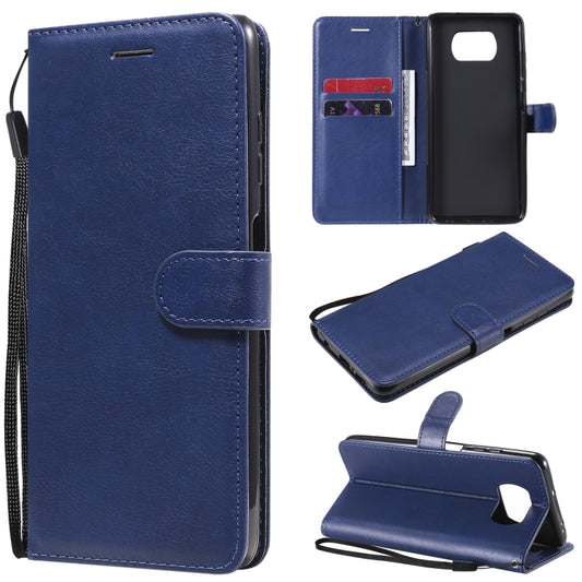 For Xiaomi Poco X3 NFC Solid Color Horizontal Flip Protective Leather Case with Holder & Card Slots & Wallet & Photo Frame & Lanyard(Blue) - Xiaomi Cases by buy2fix | Online Shopping UK | buy2fix