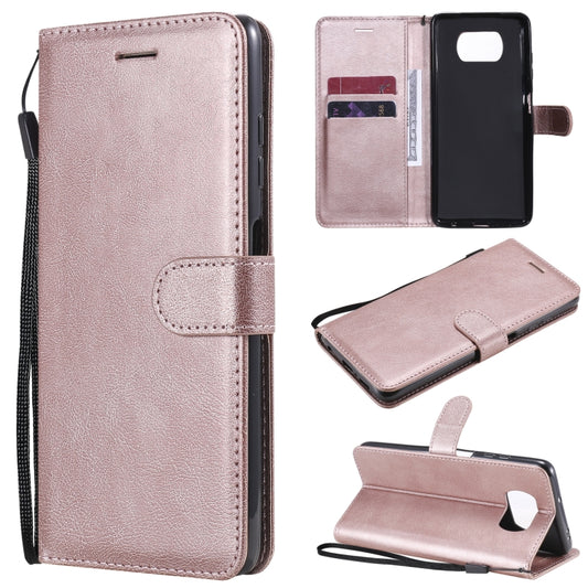 For Xiaomi Poco X3 NFC Solid Color Horizontal Flip Protective Leather Case with Holder & Card Slots & Wallet & Photo Frame & Lanyard(Rose Gold) - Xiaomi Cases by buy2fix | Online Shopping UK | buy2fix