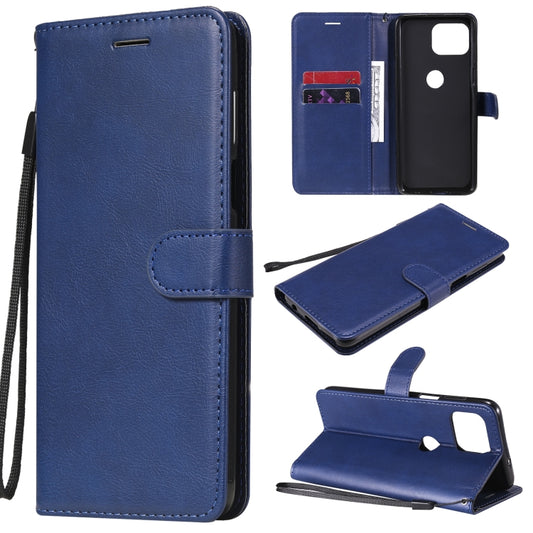 For Motorola Moto G 5G Plus Solid Color Horizontal Flip Protective Leather Case with Holder & Card Slots & Wallet & Photo Frame & Lanyard(Blue) - Motorola Cases by buy2fix | Online Shopping UK | buy2fix