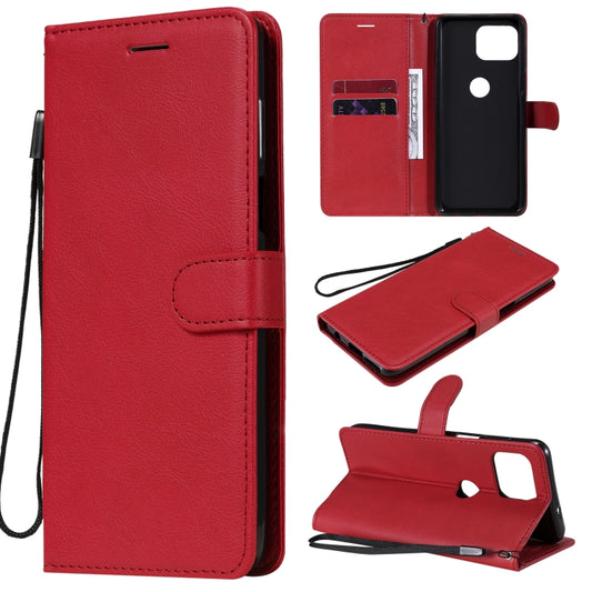 For Motorola Moto G 5G Plus Solid Color Horizontal Flip Protective Leather Case with Holder & Card Slots & Wallet & Photo Frame & Lanyard(Red) - Motorola Cases by buy2fix | Online Shopping UK | buy2fix