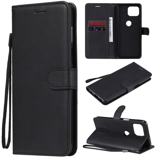 For Motorola Moto G 5G Plus Solid Color Horizontal Flip Protective Leather Case with Holder & Card Slots & Wallet & Photo Frame & Lanyard(Black) - Motorola Cases by buy2fix | Online Shopping UK | buy2fix