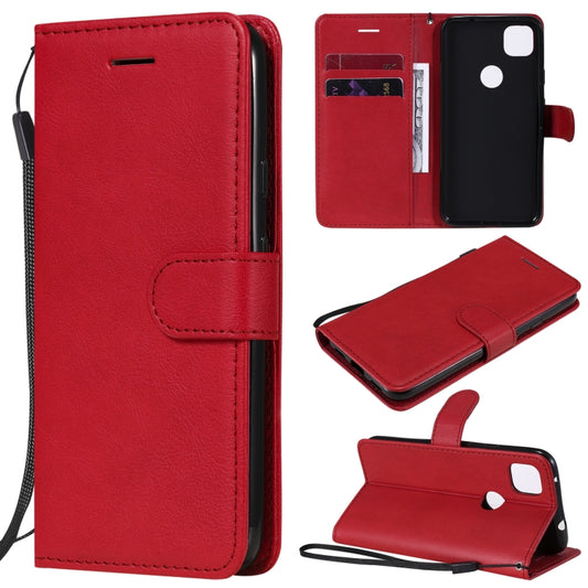 For Google Pixel 4a Solid Color Horizontal Flip Protective Leather Case with Holder & Card Slots & Wallet & Photo Frame & Lanyard(Red) - Google Cases by buy2fix | Online Shopping UK | buy2fix