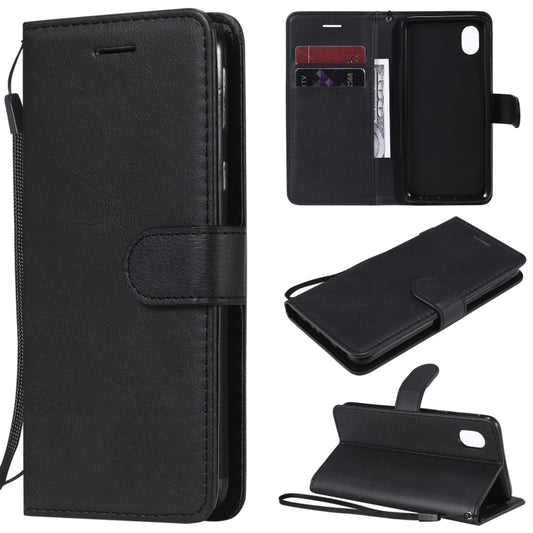 For Samsung Galaxy A01 Core Solid Color Horizontal Flip Protective Leather Case with Holder & Card Slots & Wallet & Photo Frame & Lanyard(Black) by buy2fix