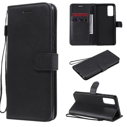 For Samsung Galaxy S20 Lite / S20 FE 5G / S20 Fan Edition Solid Color Horizontal Flip Protective Leather Case with Holder & Card Slots & Wallet & Photo Frame & Lanyard(Black) by buy2fix