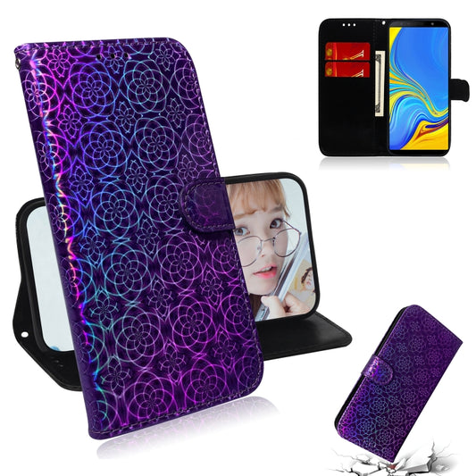 For Galaxy A9 2018 Solid Color Colorful Magnetic Buckle Horizontal Flip PU Leather Case with Holder & Card Slots & Wallet & Lanyard(Purple) by buy2fix