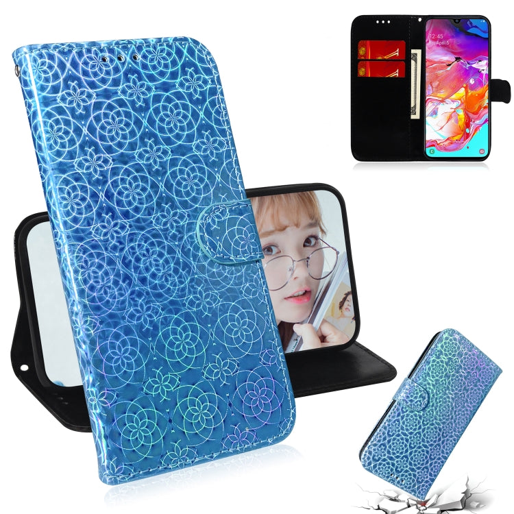 For Galaxy A70 Solid Color Colorful Magnetic Buckle Horizontal Flip PU Leather Case with Holder & Card Slots & Wallet & Lanyard(Blue) by buy2fix