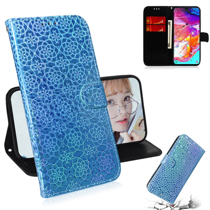 For Galaxy A70 Solid Color Colorful Magnetic Buckle Horizontal Flip PU Leather Case with Holder & Card Slots & Wallet & Lanyard(Blue) by buy2fix