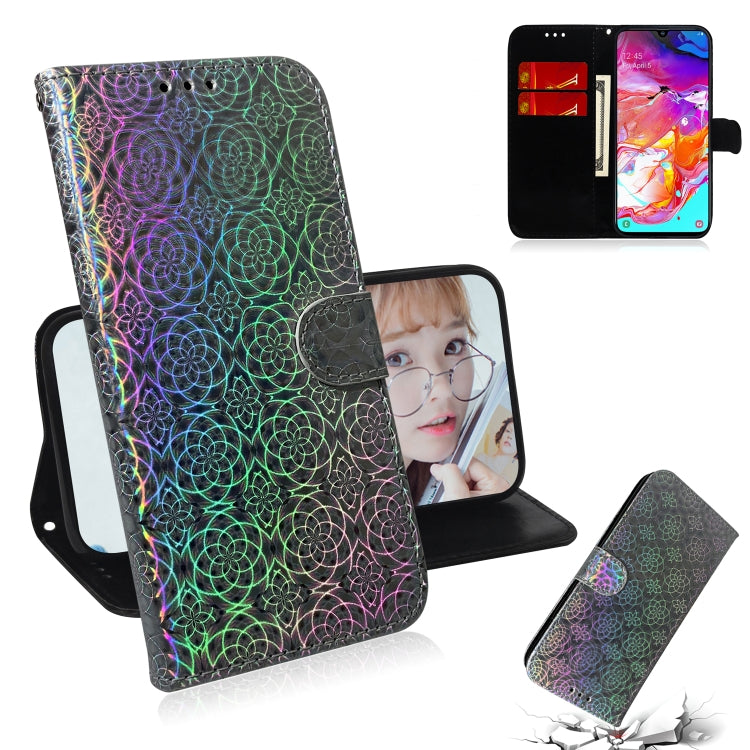 For Galaxy A70 Solid Color Colorful Magnetic Buckle Horizontal Flip PU Leather Case with Holder & Card Slots & Wallet & Lanyard(Silver) by buy2fix