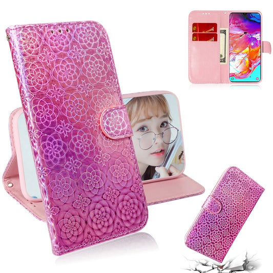 For Galaxy A70 Solid Color Colorful Magnetic Buckle Horizontal Flip PU Leather Case with Holder & Card Slots & Wallet & Lanyard(Pink) by buy2fix