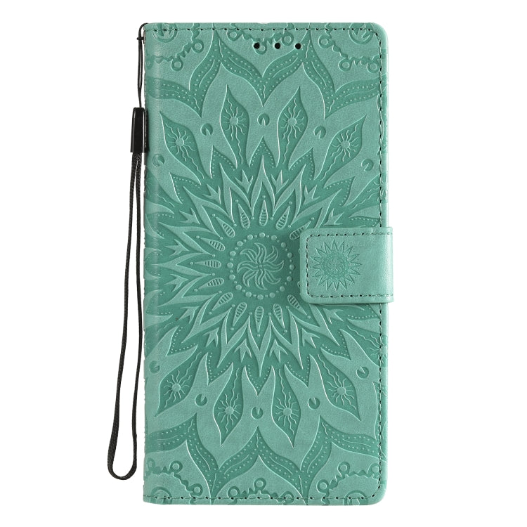 For Samsung Galaxy S20 FE Pressed Printing Sunflower Pattern Horizontal Flip PU Leather Case with Holder & Card Slots & Wallet & Lanyard(Green) by buy2fix