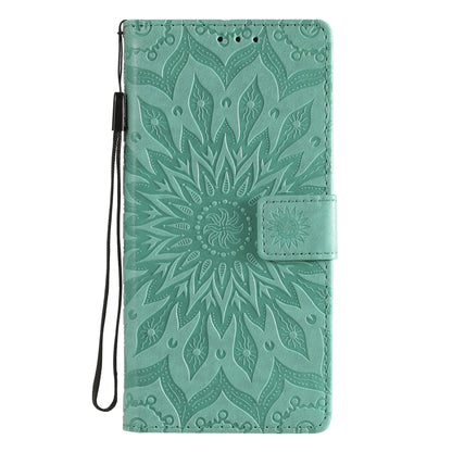 For Samsung Galaxy S20 FE Pressed Printing Sunflower Pattern Horizontal Flip PU Leather Case with Holder & Card Slots & Wallet & Lanyard(Green) by buy2fix