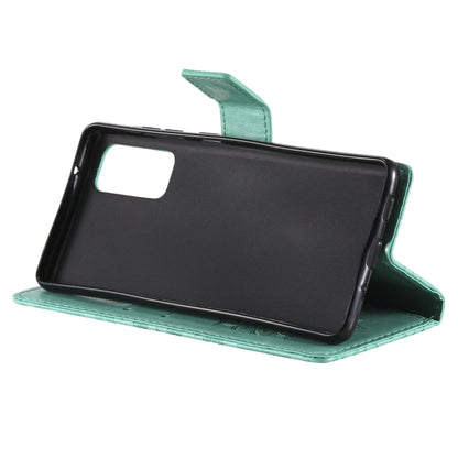 For Samsung Galaxy S20 FE Pressed Printing Sunflower Pattern Horizontal Flip PU Leather Case with Holder & Card Slots & Wallet & Lanyard(Green) by buy2fix