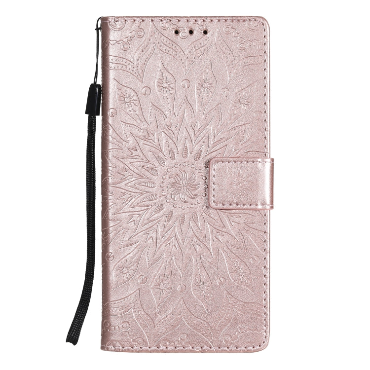 For Samsung Galaxy S20 FE Pressed Printing Sunflower Pattern Horizontal Flip PU Leather Case with Holder & Card Slots & Wallet & Lanyard(Rose Gold) by buy2fix