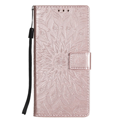 For Samsung Galaxy S20 FE Pressed Printing Sunflower Pattern Horizontal Flip PU Leather Case with Holder & Card Slots & Wallet & Lanyard(Rose Gold) by buy2fix