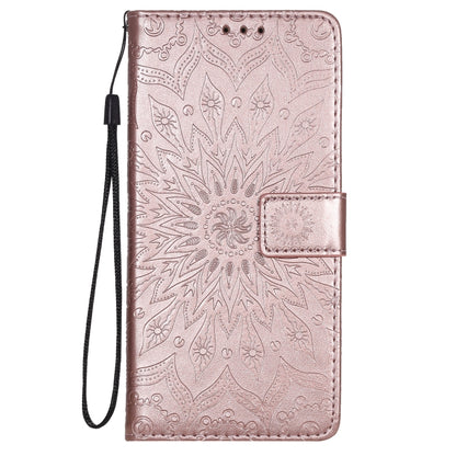 For Xiaomi Poco X3 NFC Pressed Printing Sunflower Pattern Horizontal Flip PU Leather Case with Holder & Card Slots & Wallet & Lanyard(Rose Gold) - Xiaomi Cases by buy2fix | Online Shopping UK | buy2fix