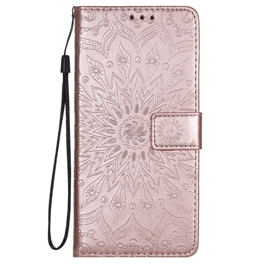 For Xiaomi Poco X3 NFC Pressed Printing Sunflower Pattern Horizontal Flip PU Leather Case with Holder & Card Slots & Wallet & Lanyard(Rose Gold) - Xiaomi Cases by buy2fix | Online Shopping UK | buy2fix