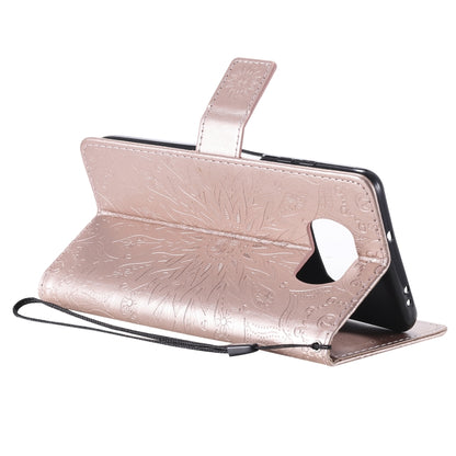 For Xiaomi Poco X3 NFC Pressed Printing Sunflower Pattern Horizontal Flip PU Leather Case with Holder & Card Slots & Wallet & Lanyard(Rose Gold) - Xiaomi Cases by buy2fix | Online Shopping UK | buy2fix