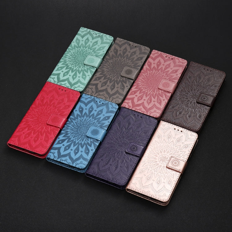 For Xiaomi Poco X3 NFC Pressed Printing Sunflower Pattern Horizontal Flip PU Leather Case with Holder & Card Slots & Wallet & Lanyard(Rose Gold) - Xiaomi Cases by buy2fix | Online Shopping UK | buy2fix
