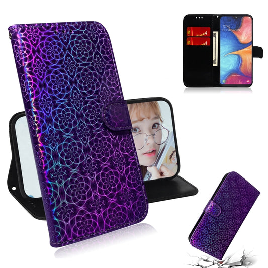 For Galaxy A10e / A20e Solid Color Colorful Magnetic Buckle Horizontal Flip PU Leather Case with Holder & Card Slots & Wallet & Lanyard(Purple) by buy2fix