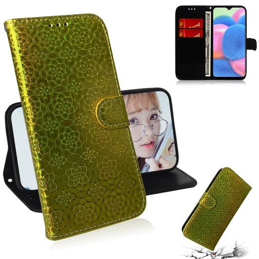 For Galaxy A30s Solid Color Colorful Magnetic Buckle Horizontal Flip PU Leather Case with Holder & Card Slots & Wallet & Lanyard(Gold) by buy2fix