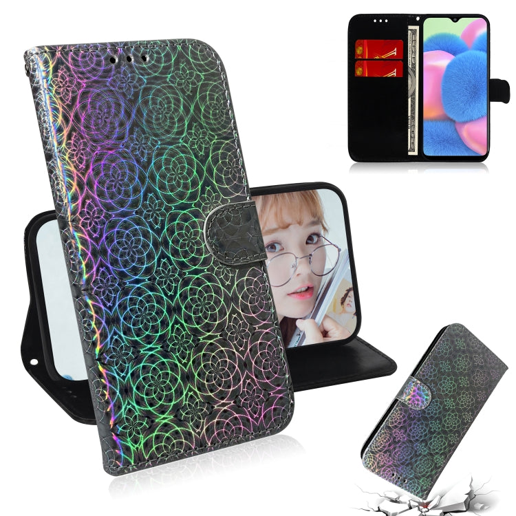 For Galaxy A30s Solid Color Colorful Magnetic Buckle Horizontal Flip PU Leather Case with Holder & Card Slots & Wallet & Lanyard(Silver) by buy2fix