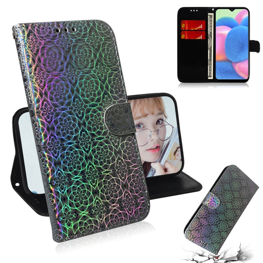For Galaxy A30s Solid Color Colorful Magnetic Buckle Horizontal Flip PU Leather Case with Holder & Card Slots & Wallet & Lanyard(Silver) by buy2fix