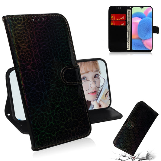 For Galaxy A30s Solid Color Colorful Magnetic Buckle Horizontal Flip PU Leather Case with Holder & Card Slots & Wallet & Lanyard(Black) by buy2fix