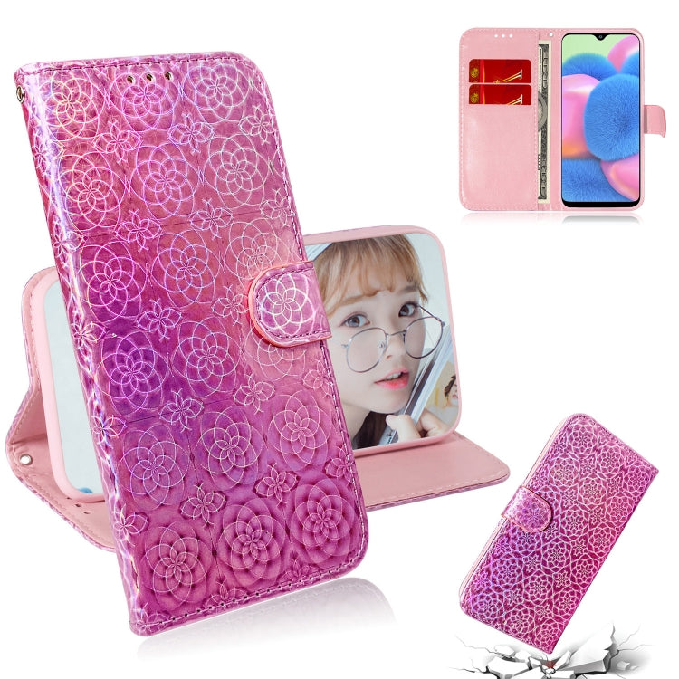 For Galaxy A30s Solid Color Colorful Magnetic Buckle Horizontal Flip PU Leather Case with Holder & Card Slots & Wallet & Lanyard(Pink) by buy2fix