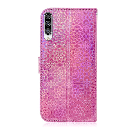 For Galaxy A30s Solid Color Colorful Magnetic Buckle Horizontal Flip PU Leather Case with Holder & Card Slots & Wallet & Lanyard(Pink) by buy2fix