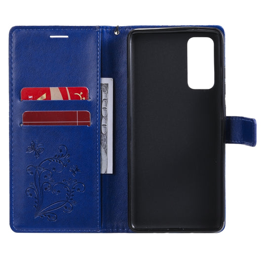 For Samsung Galaxy S20 FE 5G / S20 Lite 3D Butterflies Embossing Pattern Horizontal Flip Leather Case with Holder & Card Slot & Wallet(Blue) by buy2fix