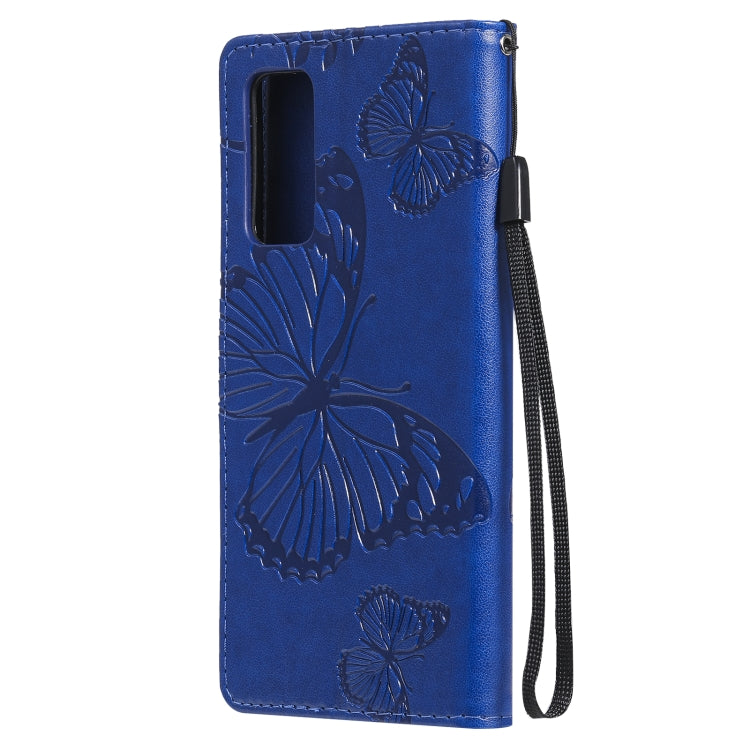 For Samsung Galaxy S20 FE 5G / S20 Lite 3D Butterflies Embossing Pattern Horizontal Flip Leather Case with Holder & Card Slot & Wallet(Blue) by buy2fix