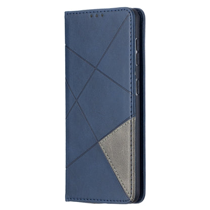For Samsung Galaxy S21 5G Rhombus Texture Horizontal Flip Magnetic Leather Case with Holder & Card Slots(Blue) - Galaxy S21 5G Cases by buy2fix | Online Shopping UK | buy2fix