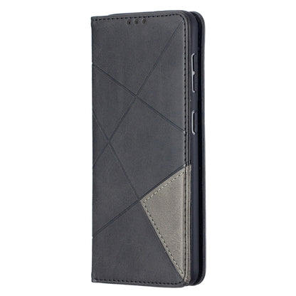 For Samsung Galaxy S21 5G Rhombus Texture Horizontal Flip Magnetic Leather Case with Holder & Card Slots(Black) - Galaxy S21 5G Cases by buy2fix | Online Shopping UK | buy2fix