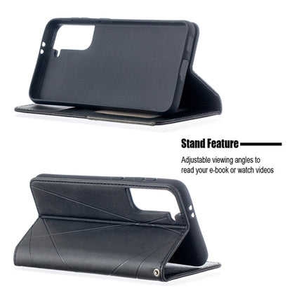 For Samsung Galaxy S21 5G Rhombus Texture Horizontal Flip Magnetic Leather Case with Holder & Card Slots(Black) - Galaxy S21 5G Cases by buy2fix | Online Shopping UK | buy2fix