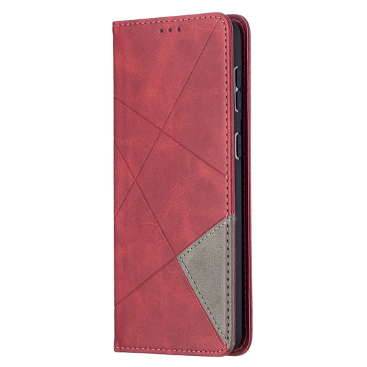 For Samsung Galaxy S21+ 5G Rhombus Texture Horizontal Flip Magnetic Leather Case with Holder & Card Slots(Red) - Galaxy S21+ 5G Cases by buy2fix | Online Shopping UK | buy2fix