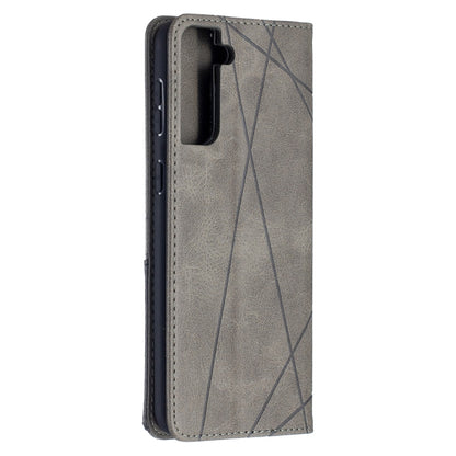 For Samsung Galaxy S21+ 5G Rhombus Texture Horizontal Flip Magnetic Leather Case with Holder & Card Slots(Grey) - Galaxy S21+ 5G Cases by buy2fix | Online Shopping UK | buy2fix